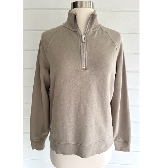 NAADAM Tops - NAADAM Cotton/Cashmere Blend 1/4 Zip Pullover Top in Taupe - S